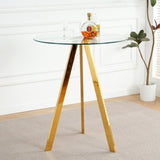 Modern Kitchen Glass dining table ROUND Tempered Glass 31.5" BAR Table top,Clear BAR Table Metal GL-W210P195510