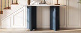 TREXM Narrow Console Table, Entryway Table with Oval Marble Top, Rustic Sofa Table with Curved Legs, N715P245728M