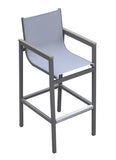 Marina Outdoor Patio Barstool in Gray Powder Coated Finish with Gray Sling Textilene and Gray Wood B2736P268521