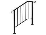 Matte Black Outdoor 2-Step Iron Handrail 88454431