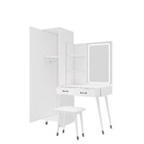 Makeup Vanity Table Slim Armoire Wardrobe Set, Dressing Table with LED Mirror Power Outlets 97156589