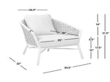 Rowan 30.5 Rope Barrel Back Patio Accent Arm Chair, Set of 2, Optic White Acrylic B2719P245980