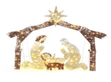 6ft Brown Roof 190LED Lights Nativity Scene Garden Jesus Decoration 09152925