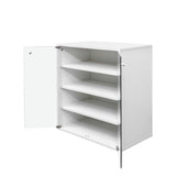 Shoe Box with RGB LED Light, Wooden Stackable Storage Box with Glass Door, Storage Bin W331P242611