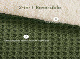 3 Pieces King/Cal King Waffle Knit Chenille Comforter Set,Olive B035P381298