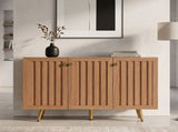 46.9" W Fluted 3-Door Sideboard Buffet Cabinet with 3 Shelves, Oak B2757P605811