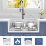 30 Inch Fireclay Farmhouse Sink-30"x 20"White Workstation Reversible Ceramic Farm Apron Front W1386P317493