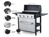 4-Burner Propane Gas BBQ Grill, 34200BTU Output With Wire Enamel Cooking Grids For Outdoor Barbecue, W2938P208373