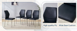 4-piece set of black silver light luxury PU dining chairs ergonomic backrest, 36.7 inches high, W1151P282690