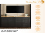 ON-TREND Farmhouse TV Stand with 2 Drawers for TVs Up to 70", Versatile Wood Grain Sideboard with N721P245732B