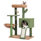 ZNTS Cactus Cat Tree Cat Tower with Sisal Covered Scratching Post and Cozy Condo Cat Climbing Stand with 52187964