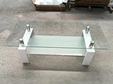 Tempered Clear Glass Coffee Table, 2-Layers Coffee Table Living Room Center Table W1718120236