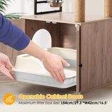 Cat Tree with Litter Box Enclosure - Modern Cat Condo with Scratching Posts, Feeding Bowl & W1687P304380