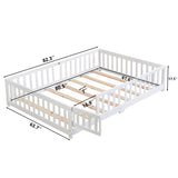 Queen Size Floor Bed with Door,Solid Wood Platform Bed Frame with Fence,Suitable for children,Pine W495123244
