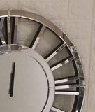 24" Large Wall Clock Decorative, Mirrored Wall Clock for Living Room Decor, Big Silver Modern Wall W1005P251033