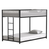 ZNTS Adam Twin Twin Bunk Bed Metal Black with White Mesh Guard Rail for Kids and Adult, Low Profile and B083P170084