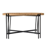D32" x 18" Farmhouse Round Wooden Round Coffee Table with Metal Legs W2078P147520