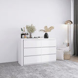 ZNTS Extended Desktop 6 Drawers Chest of Drawer without Handle White Color Vanity W2139134917