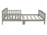 Wooden Baby Toddler Bed Children Bedroom Furniture with Safety Guardrails Gray 65296253