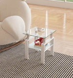 1-Piece Modern Tempered Glass Tea Table Coffee Table End Table, Square Table for Living Room, W241104206