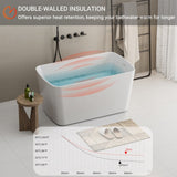 49'' Acrylic Freestanding Soaking Bathtub, Square-shape Japanese Soaking Hot Tub, Chrome Overflow W1573P210468