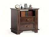 () 2-Drawer Bedside with Shelves and Sockets MDF Painted Retro Bedside 55091139