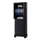 ZNTS Storage Cabinet with 2 Doors and 4 Drawers for Bathroom, Office, Adjustable Shelf, MDF Board with WF302825AAB