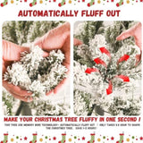 Artificial 7ft Flock LED-lit Christmas Tree with 1060PVC/Hard Needle Mixed Branch Tips,Hinged 12900412