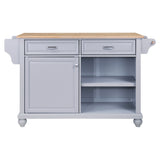 Cambridge Natural Wood Top Kitchen Island with Storage W914107254