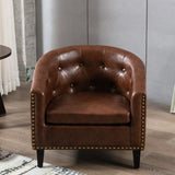 ZNTS PU Leather Tufted Barrel ChairTub Chair for Living Room Bedroom Club Chairs WF212660AAA