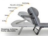 Patio Chaise Lounge Bed, Ergonomic Single Reclining Cot, Portable Heavy Duty Outdoor/Indoor 91892031
