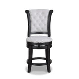 2pc Swivel Pub Stools Counter Height 24" Chair Upholstered Seat Nailhead Trim Footrest Wooden Dining B011P262311