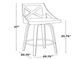 Fixed Height Counter Stool in Light Grey Wood and Grey Fabric - Set of 2 B202P471207