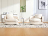 30"W Modern Round 360&deg Swivel Barrel Accent Chair with Pillow, Chenille Upholstered Comfy Barrel W3118P384512
