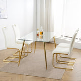 Modern Dining Chairs with Faux Leather Padded Seat Dining Living Room Chairs Upholstered Chair with W210127295