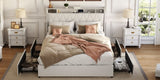 Queen Bed Frame with Ergonomic Headboard, Platform Bed Frame Queen Size with Outlets & Charger, W3107P262758