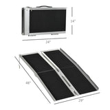 ZNTS 4' Threshold Ramp,Portable Wheelchair Ramp,Carpeted Foldable Handicap Ramp 03178535