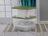 (2 pack) EZ Carry 70 Quart Large Storage Bin, Clear Plastic Storage Container with 50195586
