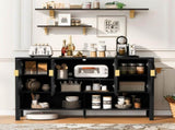 55.1''Storage Sideboard with 4-Doors,Multi Functional Buffet with Open Shelf and 2-Tiers N711P345165B