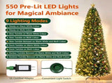 9 FT Pencil Artificial Christmas Tree Pre-Lit 550 LED Lights, 9 Lighting Modes 2 Colors, PE PVC 48121167