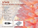 7ft Pink Pencil Christmas Tree, 527 Snow-Flocked Tips, 180 Warm White LEDs w/ 28282556