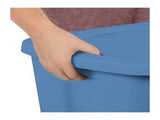 Large Storage Bin, 18 Gallon Durable Plastic Storage Tote with Snap-on Lid, Light Blue, 8 Pack 67091831