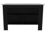 Rockaway 3-Shelf Kitchen Island Black and Ibiza Marble B06280049