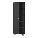 Urano Mirror Linen Cabinet, Four Interior Shelves, Five External Shelves -Black B20091988