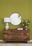 30" x 32" Round Gold Mirror, Wall Mounted Mirror with Metal Frame for Bathroom Living Room W2078124100