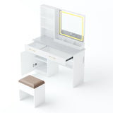 32'' Wide Makeup Vanity Desk with Lighted Mirror and Power Outlet, Dressing Table with Large Storage W2887P284258