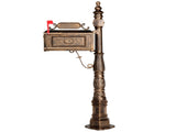Decorative Large Mailbox with Post, Heavy Duty Cast Aluminum Postal Mail Box with Address Plaque, 06709382