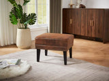 Mirod Vintage Distressed Ottoman,Classic Riveted Footrest with Solid Wood Legs for Living Room, N760P304308D
