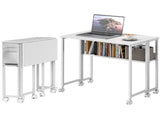 Foldable Computer Desk with Storage Bag, Shelf and Wheels, Space-Saving Folding Desk for Home 85910354
