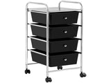 4 Drawers Metal Frame Storage Cart Rolling Bin Trolley, Black 95274103